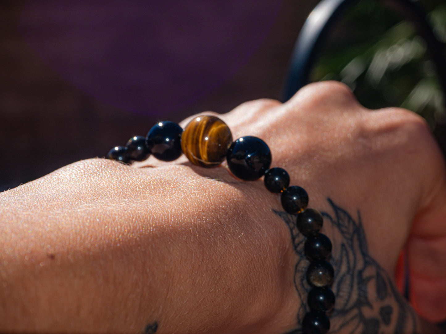 Black Tourmaline Tigers Eye Crystal Bracelet